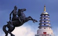 Mongolian pagoda and cavalry