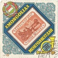 Mongolian postage stamp Royalty Free Stock Photo