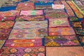 Mongolian rugs selling on the market. Art. Royalty Free Stock Photo