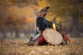 Mongolian shaman performing a ritual