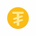 Mongolian tugrik currency symbol on gold coin