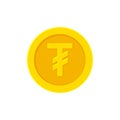Mongolian Tugrik gold coin icon isolated on white