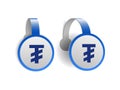 Mongolian tugrik symbol on Blue advertising wobblers. Royalty Free Stock Photo