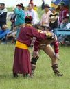 Mongolian Wrestler and Trainer Royalty Free Stock Photo