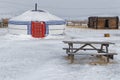 A mongolian yurt under the snow