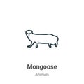 Mongoose outline vector icon. Thin line black mongoose icon, flat vector simple element illustration from editable animals concept