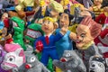 Monigotes depicting different heroes and characters for sale in a street market