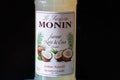 Monin coconut syrup bottle. Monin - french brand of syrups and toppings of the highest class