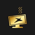 monitor, air, pollution gold icon. Vector illustration of golden dark background Royalty Free Stock Photo