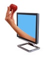 Monitor with a an apple Royalty Free Stock Photo