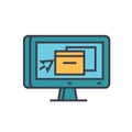Monitor, application design flat line illustration, concept vector isolated icon Royalty Free Stock Photo