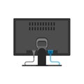 Monitor back view screen computer equipment vector icon. Electronic communication technology work office PC Royalty Free Stock Photo