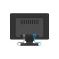 Monitor back view screen computer equipment vector icon. Electronic communication technology work office PC