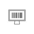 Monitor, barcode line icon. Simple, modern flat vector illustration for mobile app, website or desktop app Royalty Free Stock Photo