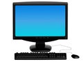 monitor with black keyboard