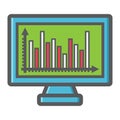 Monitor chart colorful line icon, business graph Royalty Free Stock Photo