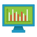 Monitor chart flat icon, business and graph