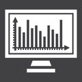 Monitor chart solid icon, business and graph