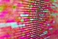 Monitor closeup of function source code. Binary computer code background, abstract. Database bits access stream visualisation. Royalty Free Stock Photo