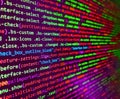 Monitor closeup of function source code. Lots of digits on the computer screen. Background of software developer script Royalty Free Stock Photo