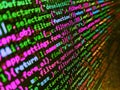 Monitor closeup of function source code. Software abstract background. Concept screen of experienced web developer. Abstract Royalty Free Stock Photo