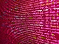 Monitor closeup of function source code. Software background technology. Developing programming binary code. Database bits access Royalty Free Stock Photo