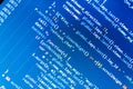 Monitor closeup of function source code. Website programming code. Programming code typing. Royalty Free Stock Photo