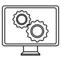 monitor computer with gears