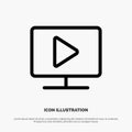 Monitor, Computer, Video, Play Line Icon Vector Royalty Free Stock Photo