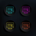 Monitor cursor subscribe dark badge color set icon. Simple thin line, outline vector of web icons for ui and ux, website or mobile