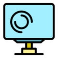 Monitor device icon color outline vector
