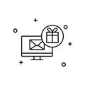 Monitor email present shopping icon. Element of shopping icon