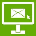 Monitor with email sign icon green Royalty Free Stock Photo