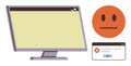 Computer Error Alert with Sad Face and Pop-Up Window Concept for Technical Issue Royalty Free Stock Photo