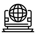 Monitor globe icon, outline style