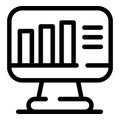 Monitor graph chart icon, outline style Royalty Free Stock Photo