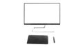 Monitor and graphic tablet on light white background Royalty Free Stock Photo