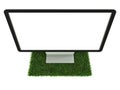 Monitor on grass top view