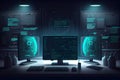monitor hacking system used by cybercriminals Internet criminal hacking and malware concept.generative ai