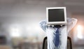 Monitor headed businessman. Mixed media Royalty Free Stock Photo