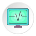 Monitor heartbeat icon, cartoon style