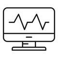 Monitor heartbeat icon, outline style