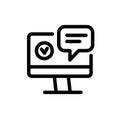 Monitor icon with chat. Vector icons on a white background. Trendy linear icon. Icon for website and print. Logo, emblem, symbol.