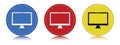 Monitor icon flat round button set illustration Royalty Free Stock Photo