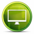 Monitor icon spring bright natural green round button illustration Royalty Free Stock Photo