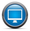 Monitor icon premium blue round button vector illustration Royalty Free Stock Photo