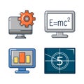 Monitor lcd icon set, cartoon style Royalty Free Stock Photo