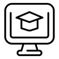 Monitor learning icon outline vector. School training