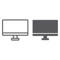 Monitor line and glyph icon, desktop and device, computer display sign, vector graphics, a linear pattern on a white Royalty Free Stock Photo