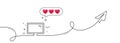 Monitor line icon. Computer component device sign. Continuous line with plane. Vector